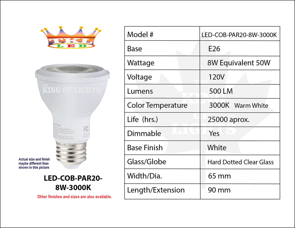 PAR20-8W LED-3K