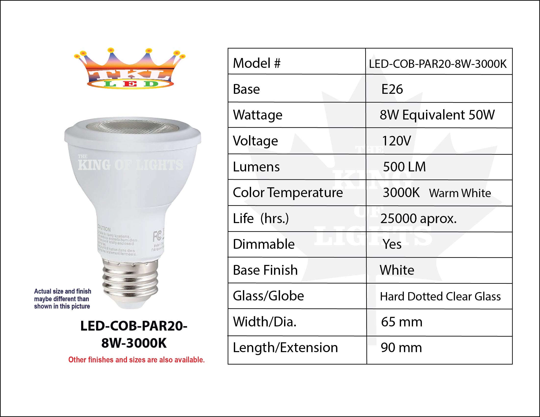PAR20-8W LED-3K